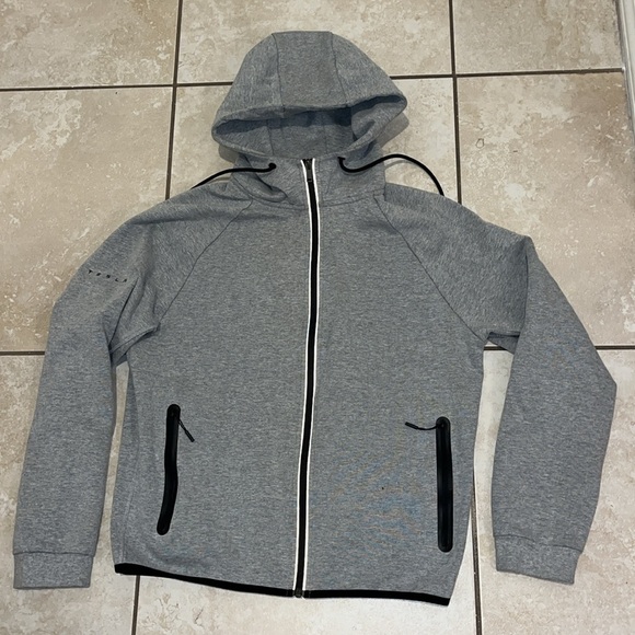 Mens Tesla Hoodie Hooded Full Zipper Jacket Gray Performance Tech Slim Fit Tech - Picture 8 of 8